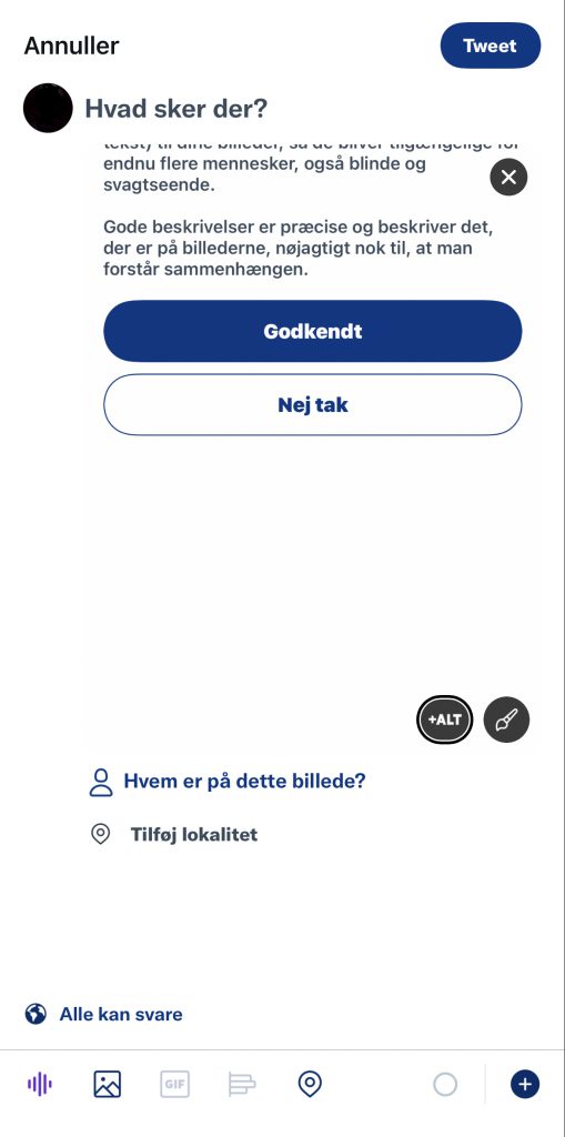 Skærmbillede af deling af opslag på Twitter
